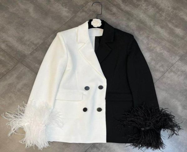 women039s suits blazers prepomp 2022 spring arrival long sleeve feather cuff double breasted buttons black white patchwork bl3424245, White;black
women039s suits blazers prepomp 2022 spring arrival long sleeve feather cuff double breasted buttons black white patchwork bl3424245, White;black