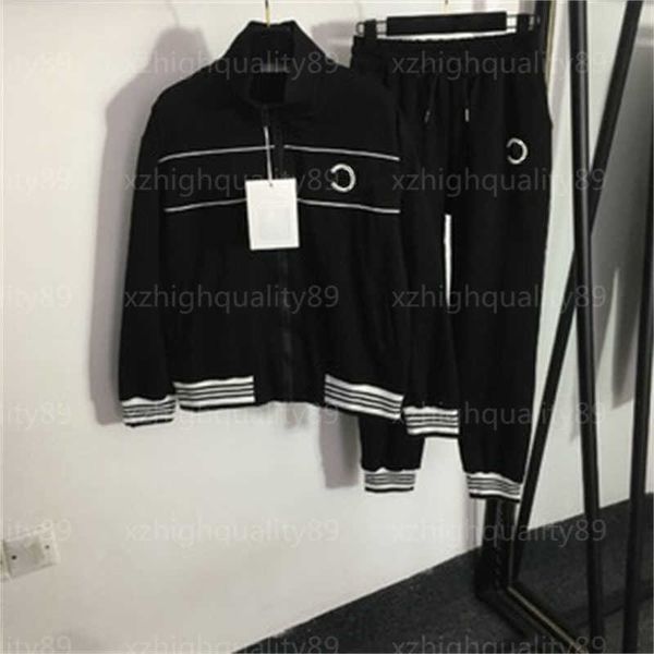 women sports pants set designers tracksuits striped hem cuffs long sleeve stand collar jacket loose casual pants black two piece sets womens, White
women sports pants set designers tracksuits striped hem cuffs long sleeve stand collar jacket loose casual pants black two piece sets womens, White
