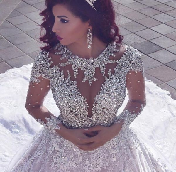 luxury beading lace wedding dresses sheer neck long sleeves appliques illusion back saudi arabic dubai wedding gowns cathedral tra9059330, White
luxury beading lace wedding dresses sheer neck long sleeves appliques illusion back saudi arabic dubai wedding gowns cathedral tra9059330, White