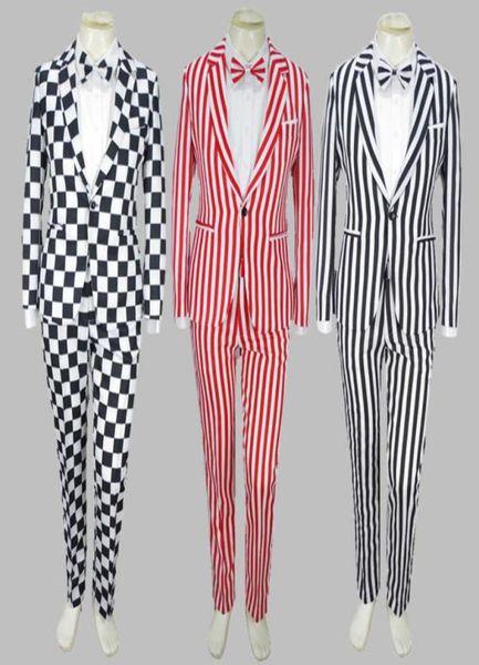 men sets bebes black white plaid coat pants bow tie 3pcs male singer suit clown costume magic stage show theme striped 4xl suit x03641304, White;black
men sets bebes black white plaid coat pants bow tie 3pcs male singer suit clown costume magic stage show theme striped 4xl suit x03641304, White;black