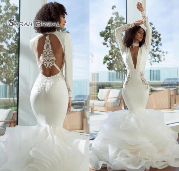 2019 elegant arabic dubai mermaid prom dresses long deep v neck long sleeves tiered organza open back evening wear formal gow8323987, Black
2019 elegant arabic dubai mermaid prom dresses long deep v neck long sleeves tiered organza open back evening wear formal gow8323987, Black
