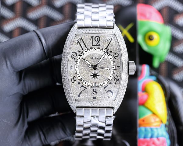 diamond luxury mens watch tonneau wristwatches swiss quartz movement date sapphire crystal 316l stainless steel fashion watches waterproof, Slivery;brown
diamond luxury mens watch tonneau wristwatches swiss quartz movement date sapphire crystal 316l stainless steel fashion watches waterproof, Slivery;brown