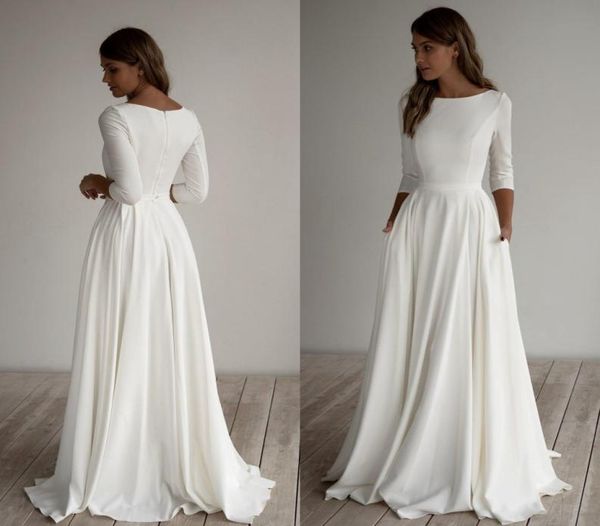 crepe modest wedding dresses long sleeves pockest sweep train simple elegant informal boho country bridal gowns sleeved6113402, White
crepe modest wedding dresses long sleeves pockest sweep train simple elegant informal boho country bridal gowns sleeved6113402, White