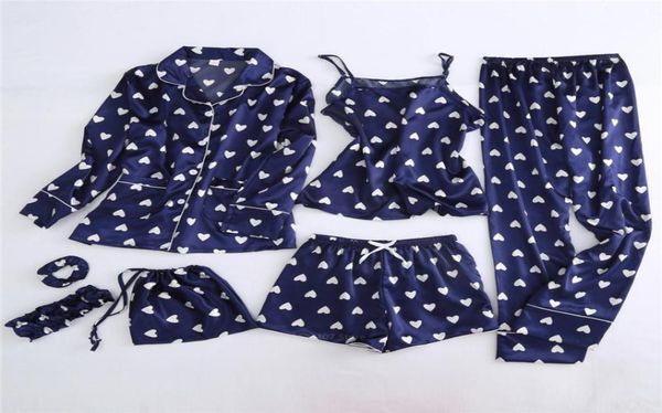 2020 new 7pcs women sleepwear pajamas set nightclothes silk satin long sleeve thin heart print sling home pyjamas clothing set3854194, Black;red
2020 new 7pcs women sleepwear pajamas set nightclothes silk satin long sleeve thin heart print sling home pyjamas clothing set3854194, Black;red