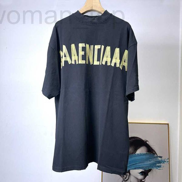 women's t-shirt designer high edition b family 23ss paris new yellow tape bandage printing short sleeve perforated men and couple beaut, White
women's t-shirt designer high edition b family 23ss paris new yellow tape bandage printing short sleeve perforated men and couple beaut, White