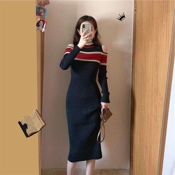 knitted dress early autumn womens long sleeved temperament slim short off shoulder, Black;gray
knitted dress early autumn womens long sleeved temperament slim short off shoulder, Black;gray