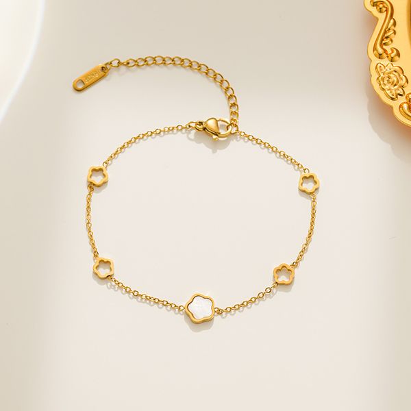 new popular 5 leaf white shell flower charm bracelet jewelry for women gift, Golden;silver
new popular 5 leaf white shell flower charm bracelet jewelry for women gift, Golden;silver