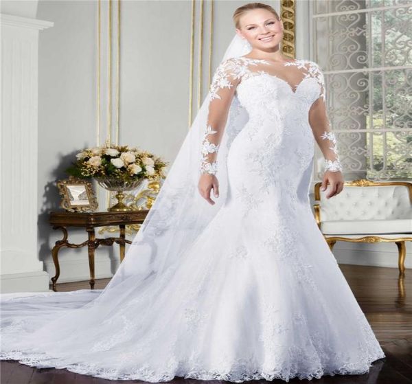 2022 luxury crystals mermaid wedding dresses long sleeves illusion lace applique sequins custom made plus size wedding gown vestid1413452, White
2022 luxury crystals mermaid wedding dresses long sleeves illusion lace applique sequins custom made plus size wedding gown vestid1413452, White