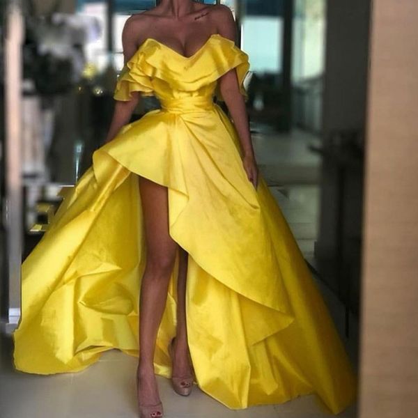 satin yellow high low prom dresses v neck pick ups ruffles party gown front short back long a line womens special occasion dress, Black
satin yellow high low prom dresses v neck pick ups ruffles party gown front short back long a line womens special occasion dress, Black