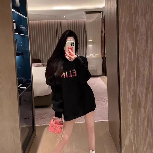 women's sweater's sweater autumn and winter round neck loose korean version medium long sequin embroidery letter ins casual 230804, White;black
women's sweater's sweater autumn and winter round neck loose korean version medium long sequin embroidery letter ins casual 230804, White;black