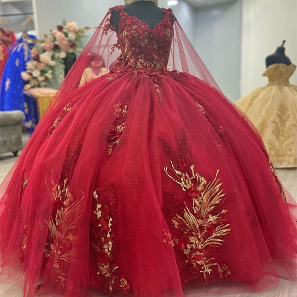 red shiny quinceanera dresses ball gown 3d floral appliques lace sleeveless with cape handmade flowers sweet 15 party, Blue;red
red shiny quinceanera dresses ball gown 3d floral appliques lace sleeveless with cape handmade flowers sweet 15 party, Blue;red