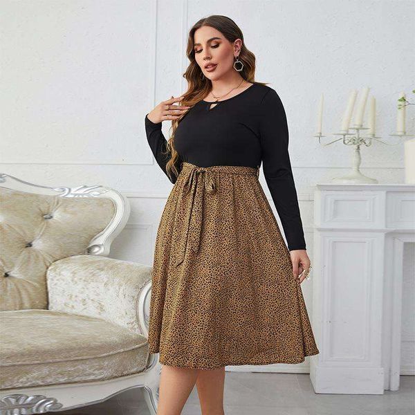 kaitai fashion leopard print large sized loose long sleeved dress for women, Black;gray
kaitai fashion leopard print large sized loose long sleeved dress for women, Black;gray