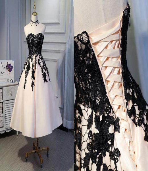 champagne satin black lace tea length short wedding dress a line sweetheart corset back ruched bridal gowns wedding rea9568102, White
champagne satin black lace tea length short wedding dress a line sweetheart corset back ruched bridal gowns wedding rea9568102, White