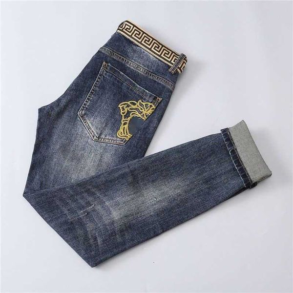 plus size men jeans medusa embroidered hole trousers designer pants mens fashion retro casual denim pants-66, Blue
plus size men jeans medusa embroidered hole trousers designer pants mens fashion retro casual denim pants-66, Blue