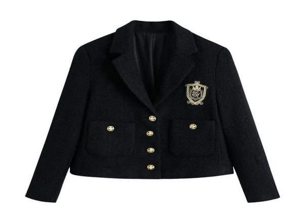 women cropped textured blazer embroidered patch singlebreasted long sleeves fashion casual woman suit short 2104206841872, White;black
women cropped textured blazer embroidered patch singlebreasted long sleeves fashion casual woman suit short 2104206841872, White;black