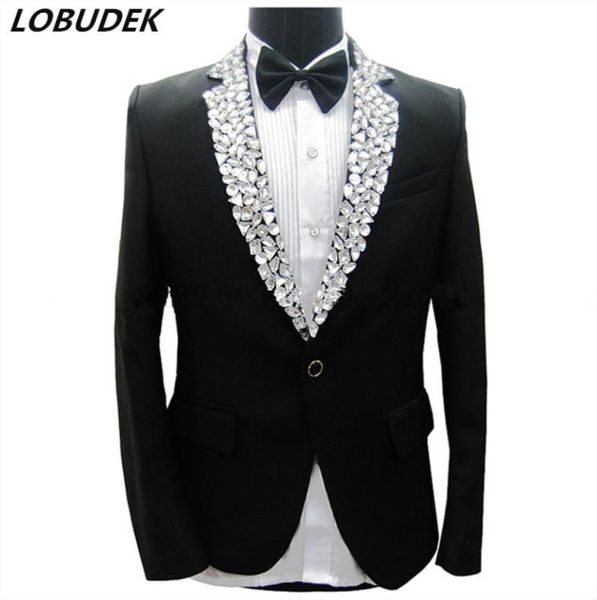 sparkly rhines black jacket blazers pants men039s suits male singer stage performance costume party host groom wedding dre3481467, White;black
sparkly rhines black jacket blazers pants men039s suits male singer stage performance costume party host groom wedding dre3481467, White;black