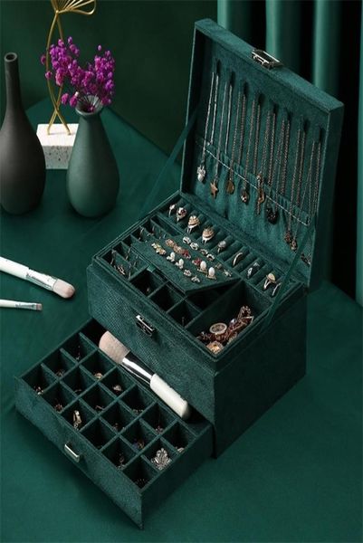 green 3layer flannel jewelry organizer box necklaces earrings rings display holder case for women large capacity with lock 2207184626039, Black;white
green 3layer flannel jewelry organizer box necklaces earrings rings display holder case for women large capacity with lock 2207184626039, Black;white