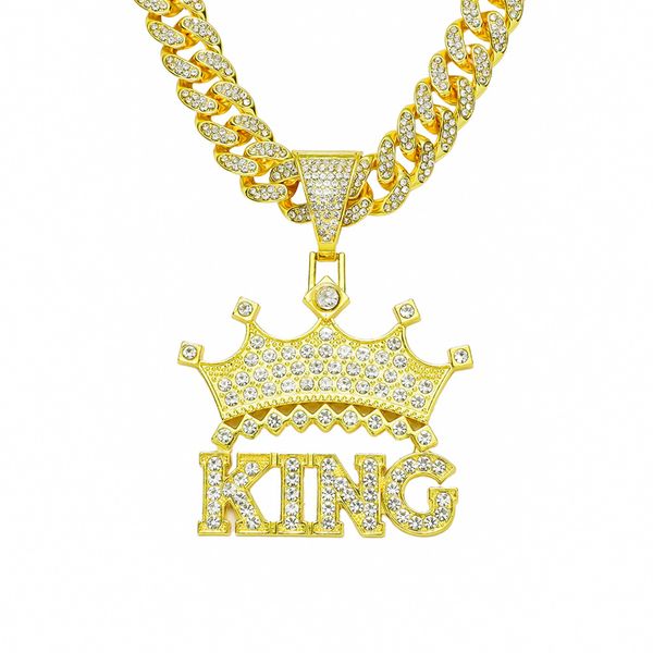 hip hop men rapper diamond pendant necklace shiny crown king letters pendant micro-inset zircon jewelry night club accessory sweater collarb, Silver 
hip hop men rapper diamond pendant necklace shiny crown king letters pendant micro-inset zircon jewelry night club accessory sweater collarb, Silver