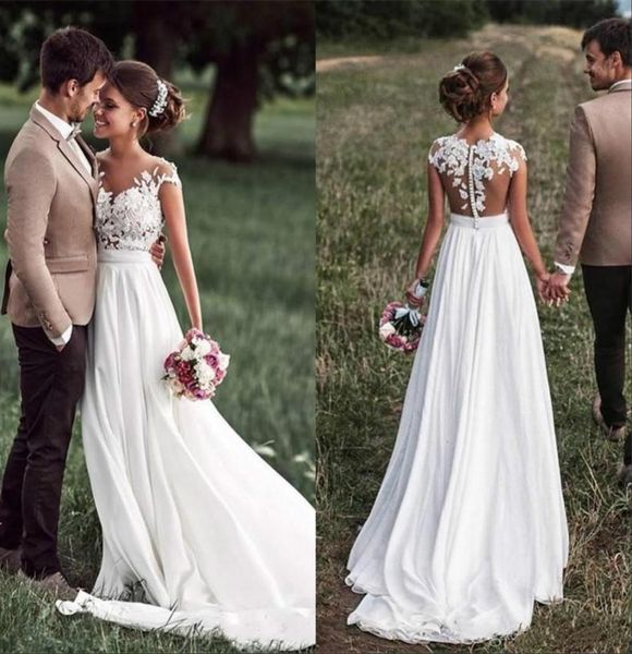 vintage boho beach country wedding dresses sheer neck cap sleeves appliques lace chiffon backless bridal gowns7210016, White
vintage boho beach country wedding dresses sheer neck cap sleeves appliques lace chiffon backless bridal gowns7210016, White
