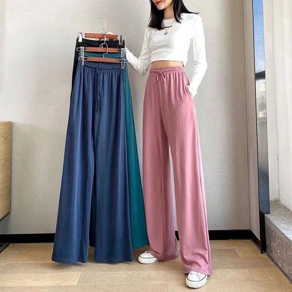 new ladies ice silk light wide leg pants girl pure color high waist loose wild straight casual sports 2022 fashion, Black
new ladies ice silk light wide leg pants girl pure color high waist loose wild straight casual sports 2022 fashion, Black
