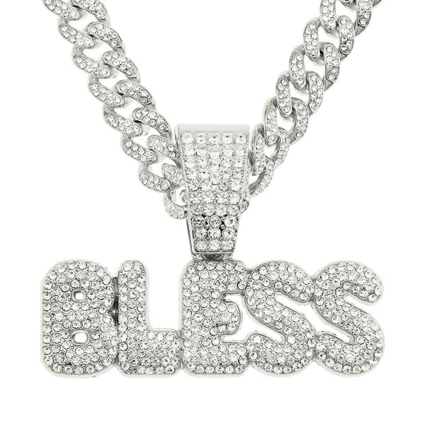 hip hop men rapper diamond pendant gold necklace shiny bless letters pendant micro-inset zircon jewelry night club accessory sweater collarb, Silver
hip hop men rapper diamond pendant gold necklace shiny bless letters pendant micro-inset zircon jewelry night club accessory sweater collarb, Silver
