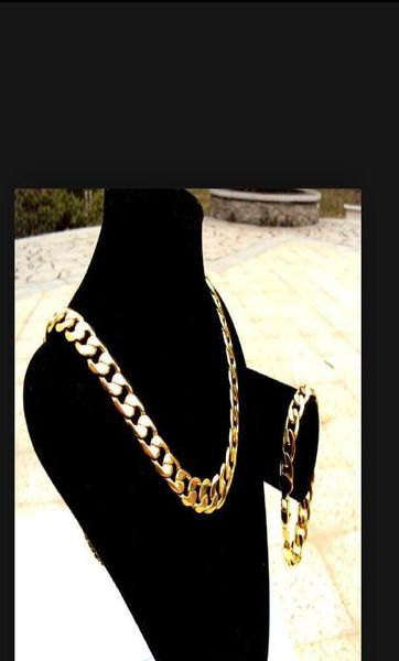 whole fine 24k stamp real yellow solid gold 236 men039s necklace bracelet set 12mm curb chain 600mm jewelry mintmark lett6629121, Silver 
whole fine 24k stamp real yellow solid gold 236 men039s necklace bracelet set 12mm curb chain 600mm jewelry mintmark lett6629121, Silver