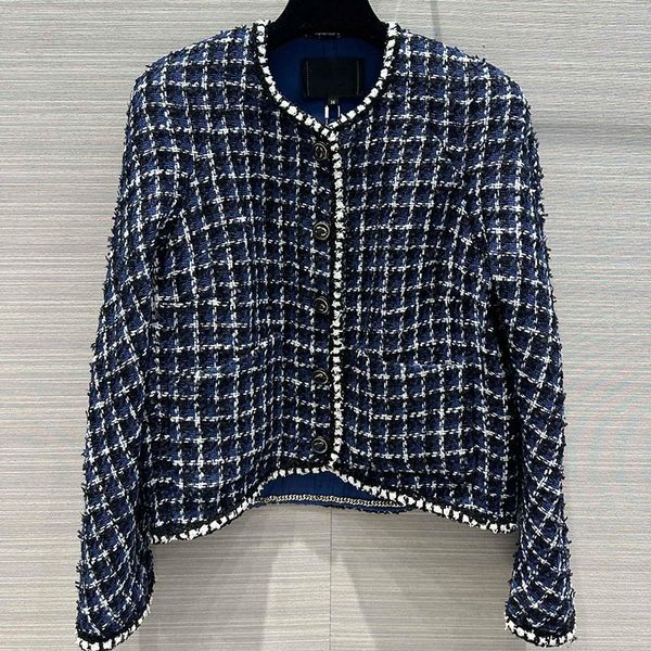 designer jacket autumn/winter new coats designer women long sleeved woven blue plaid round neck design feel coat 8, Black;brown
designer jacket autumn/winter new coats designer women long sleeved woven blue plaid round neck design feel coat 8, Black;brown