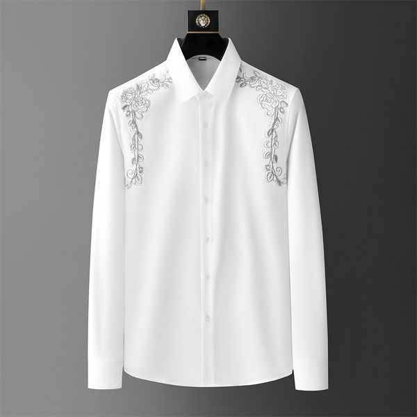 embroidered shirt 2023 autumn long sleeve slim shirts fashion casual business dress social streetwear, White;black
embroidered shirt 2023 autumn long sleeve slim shirts fashion casual business dress social streetwear, White;black
