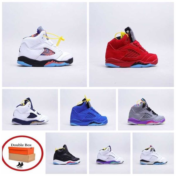 kids 2022 calssic rainbow shoes for boys girls baby children white blue grey casual sneakers size 22-35, White;red