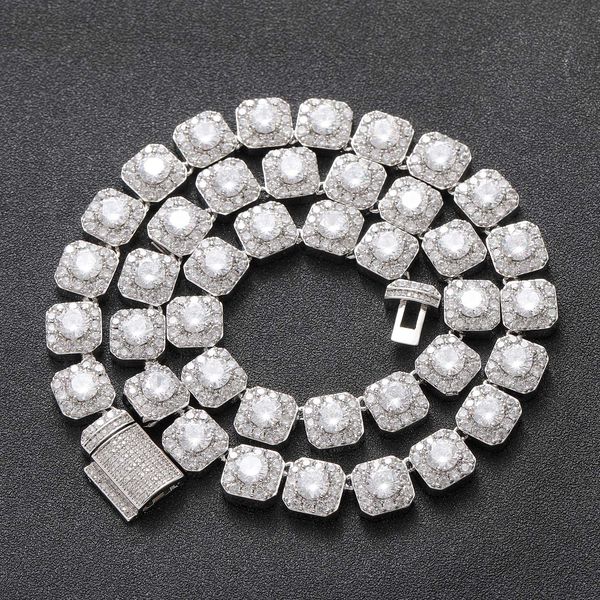 s925 european and american necklace 10mm wide rock candy chain moissanite necklace flip trend men's necklace fashion accessories, Silver
s925 european and american necklace 10mm wide rock candy chain moissanite necklace flip trend men's necklace fashion accessories, Silver