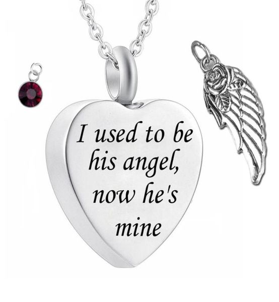 engraved i used to be his angel now he039s mine cremation jewelry initial necklace keepsake memorial urn necklace with birth8590620, Silver 
engraved i used to be his angel now he039s mine cremation jewelry initial necklace keepsake memorial urn necklace with birth8590620, Silver