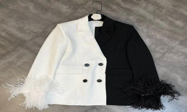 women039s suits blazers prepomp 2022 spring arrival long sleeve feather cuff double breasted buttons black white patchwork bl9057925, White;black
women039s suits blazers prepomp 2022 spring arrival long sleeve feather cuff double breasted buttons black white patchwork bl9057925, White;black