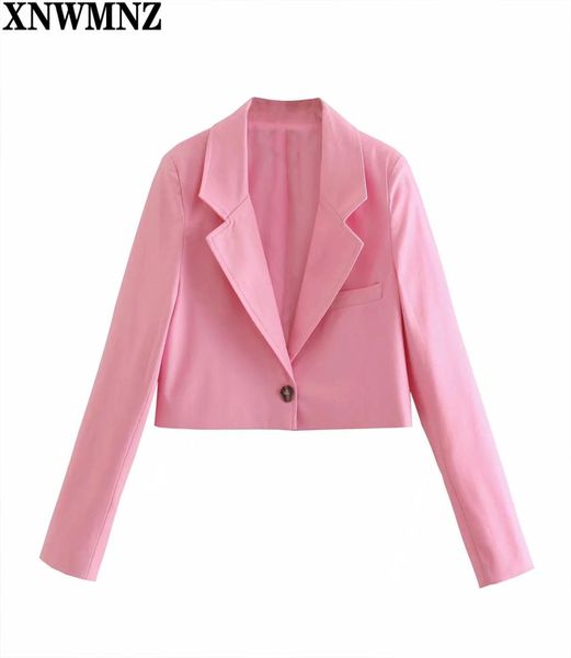 xnwmnz women fashion single button cropped blazer coat pink vintage long sleeve female outerwear chic veste femme 2105138474306, White;black
xnwmnz women fashion single button cropped blazer coat pink vintage long sleeve female outerwear chic veste femme 2105138474306, White;black