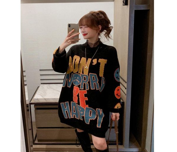 black letter print casual knit casual pullover sweater women 2020 winter korean style long sleeve loose sweater for ladies1121406, White;black
black letter print casual knit casual pullover sweater women 2020 winter korean style long sleeve loose sweater for ladies1121406, White;black