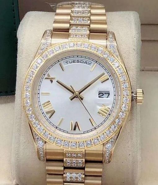 41mm men's automatic mechanical watch mens diamond watches day-date men stainless steel buckle sport waterproof fashion wristwatch man, Slivery;brown
41mm men's automatic mechanical watch mens diamond watches day-date men stainless steel buckle sport waterproof fashion wristwatch man, Slivery;brown