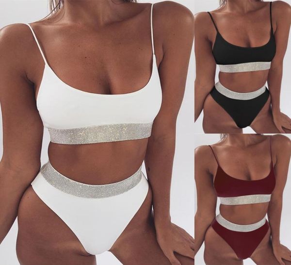 women039s swimwear lady high waist bikini summer beach pool solid color shiny item attached swimsuits two pieces set5383020, White;black
women039s swimwear lady high waist bikini summer beach pool solid color shiny item attached swimsuits two pieces set5383020, White;black