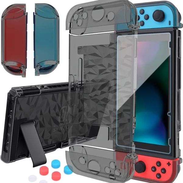 Image of Protective Case For Nintendo Switch Dockable, Clear Protective Case Cover For Nintendo Switch And Joy-Con Controller With A Switch Tempered Glass Screen Protector