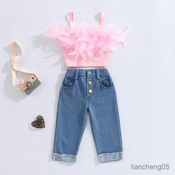 clothing sets little girls fashion clothes sets ruffles fur feather sleeveless camisole +high waist denim 2pcs r230805, White
clothing sets little girls fashion clothes sets ruffles fur feather sleeveless camisole +high waist denim 2pcs r230805, White