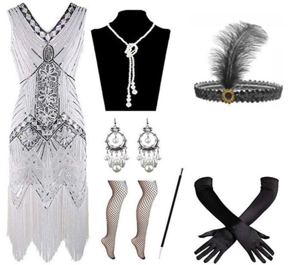 women 1920s sequin beaded tassels hem flapper dress stage wear with 20s fishnet stockings headband long gloves earrings pearl neck9989793, Black;red
women 1920s sequin beaded tassels hem flapper dress stage wear with 20s fishnet stockings headband long gloves earrings pearl neck9989793, Black;red
