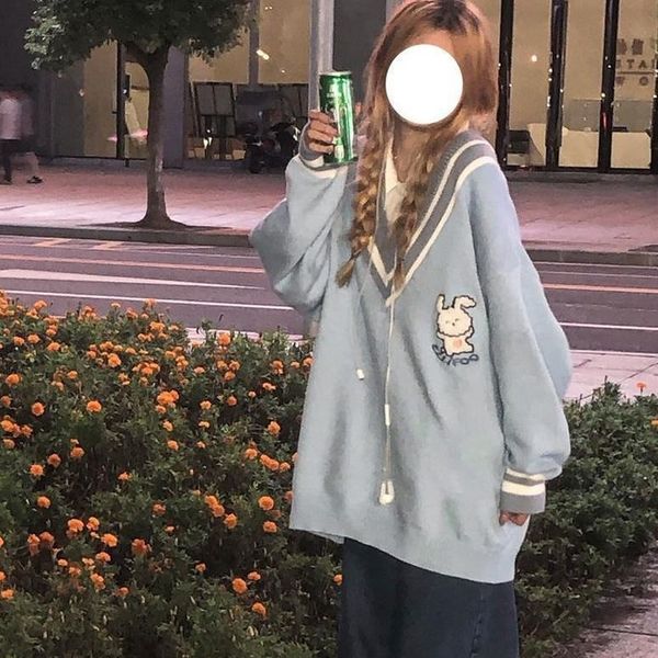 women's sweaters deeptown kawaii cute rabbit blue sweater women preppy fashion oversize japanese style sweet school girly jumper female, White;black
women's sweaters deeptown kawaii cute rabbit blue sweater women preppy fashion oversize japanese style sweet school girly jumper female, White;black