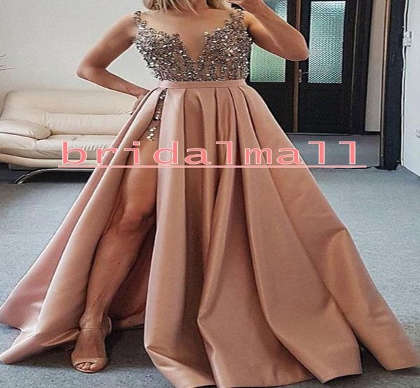 beaded crystal long prom dresses illusion neck dusty pink satin formal evening gowns detachable train sequins split cocktail party8834622, Black
beaded crystal long prom dresses illusion neck dusty pink satin formal evening gowns detachable train sequins split cocktail party8834622, Black