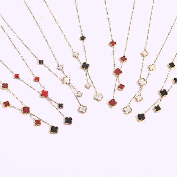 Fashion Brand Double Side White Black Red Clover Pendant Necklace Stainless Steel Wedding Jewelry for Women Gift
Fashion Brand Double Side White Black Red Clover Pendant Necklace Stainless Steel Wedding Jewelry for Women Gift
