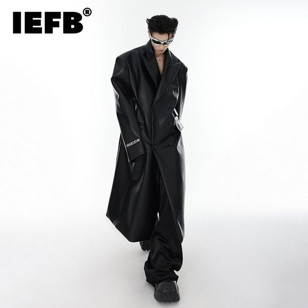 men's trench coats iefb 2023 autumn men overcoat niche design fashion pu leather shoulder windbreakers double breasted long coat 9c1315, Tan;black
men's trench coats iefb 2023 autumn men overcoat niche design fashion pu leather shoulder windbreakers double breasted long coat 9c1315, Tan;black