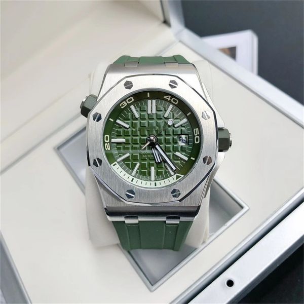 1 5 0 0 classic men's watch automatic mechanical movement men's watch rubber strap 42mm, Slivery;brown
1 5 0 0 classic men's watch automatic mechanical movement men's watch rubber strap 42mm, Slivery;brown