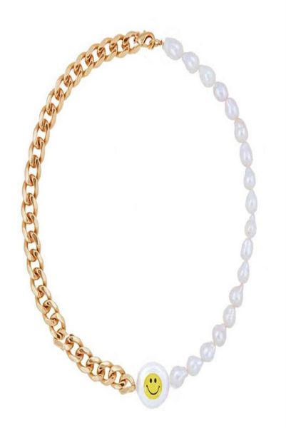 female neck punk miami stainless steel chain cuban choker geometric yellow face baroque freshwater pearl necklace h2204266506821, Silver
female neck punk miami stainless steel chain cuban choker geometric yellow face baroque freshwater pearl necklace h2204266506821, Silver