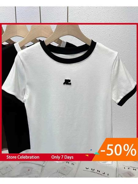 american sleeved t-shirt women summer t-shirt for european goods westernized fashion waistband shirt slim fitting short shoulder top, White
american sleeved t-shirt women summer t-shirt for european goods westernized fashion waistband shirt slim fitting short shoulder top, White