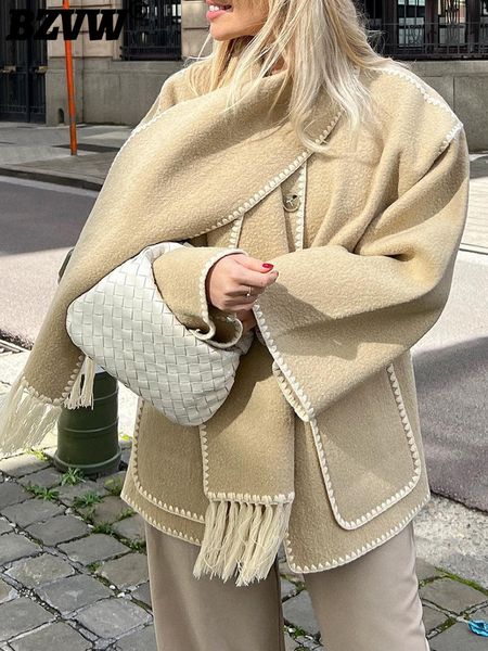women's wool blends bz tassel scarf woolen jacket women clothing 2023 autumn winter temperament fashion designer short coat female 25x2, Black
women's wool blends bz tassel scarf woolen jacket women clothing 2023 autumn winter temperament fashion designer short coat female 25x2, Black