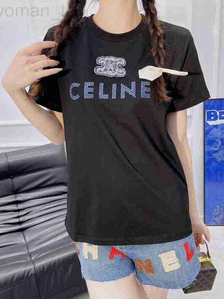 women's t-shirt designer ce23 spring/summer new diamond embroidered beads 3d letter pattern fashion versatile round neck short sleeve t, White
women's t-shirt designer ce23 spring/summer new diamond embroidered beads 3d letter pattern fashion versatile round neck short sleeve t, White