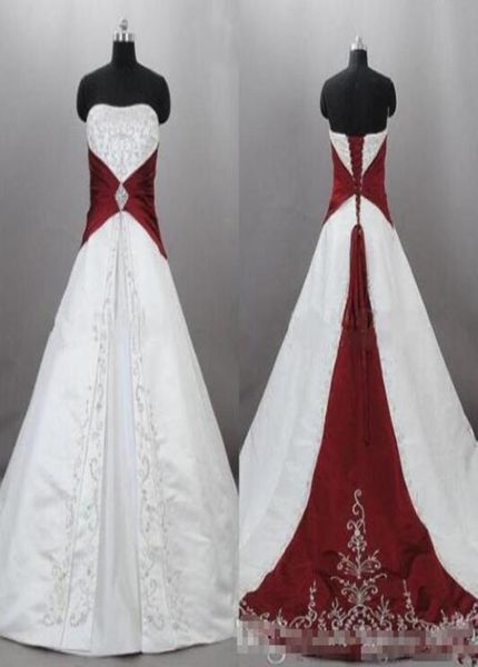 2020 new strapless satin embroidery red and white wedding dresses zuhair murad lace up with sweep train bridal wedding gowns custo9834828
2020 new strapless satin embroidery red and white wedding dresses zuhair murad lace up with sweep train bridal wedding gowns custo9834828
