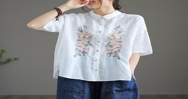 women039s blouses shirts literary retro embroidered cotton linen ladies loose shirt solid color short 2022 summer lapel t9785522, White
women039s blouses shirts literary retro embroidered cotton linen ladies loose shirt solid color short 2022 summer lapel t9785522, White